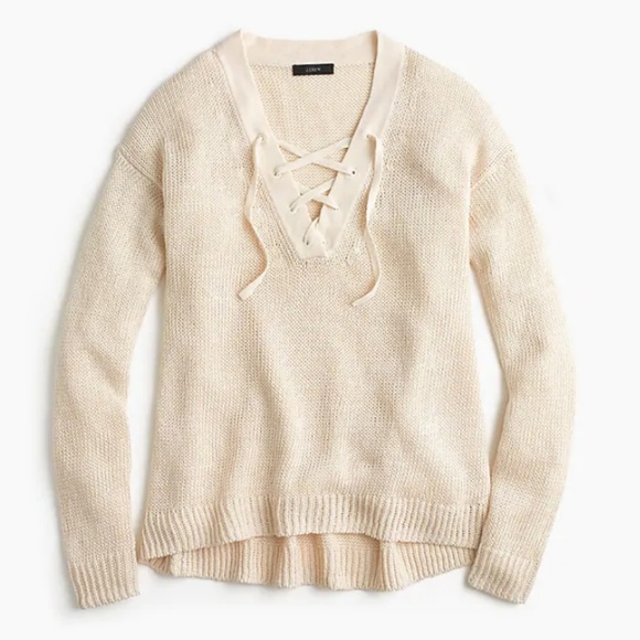 J.Crew Linen Lace-Up Beach Sweater - Picture 2 of 6